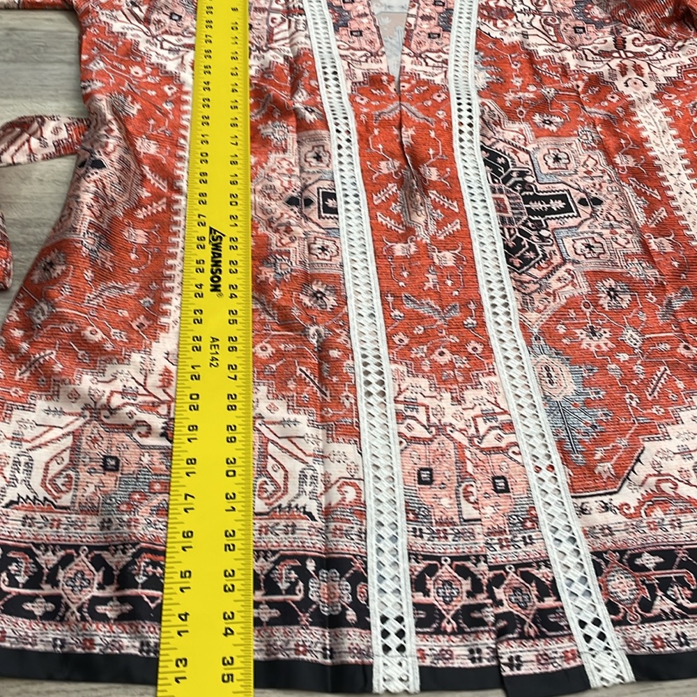 David’s Bridal Multicolor Silky Tie Waist Knee Length Robe Size S/M - Picture 15 of 16